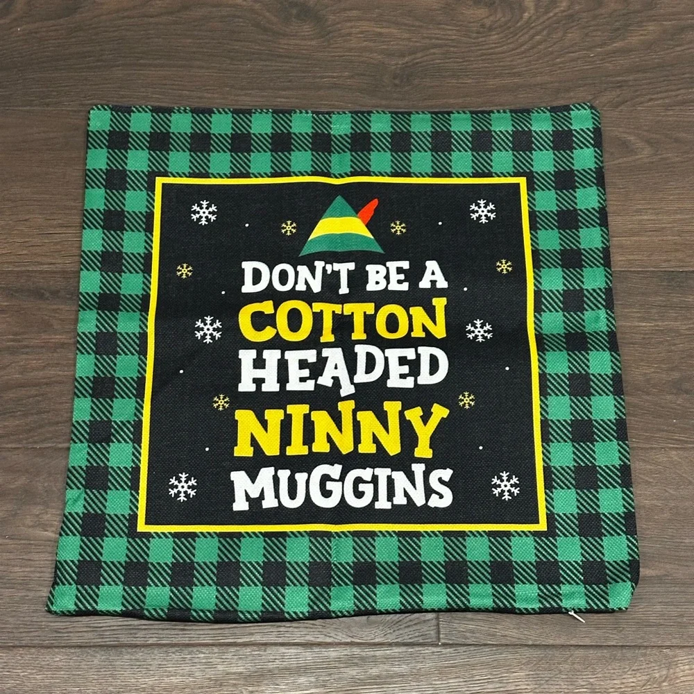 Set of Two Buddy The Elf Green and Black Holiday Pillow Covers